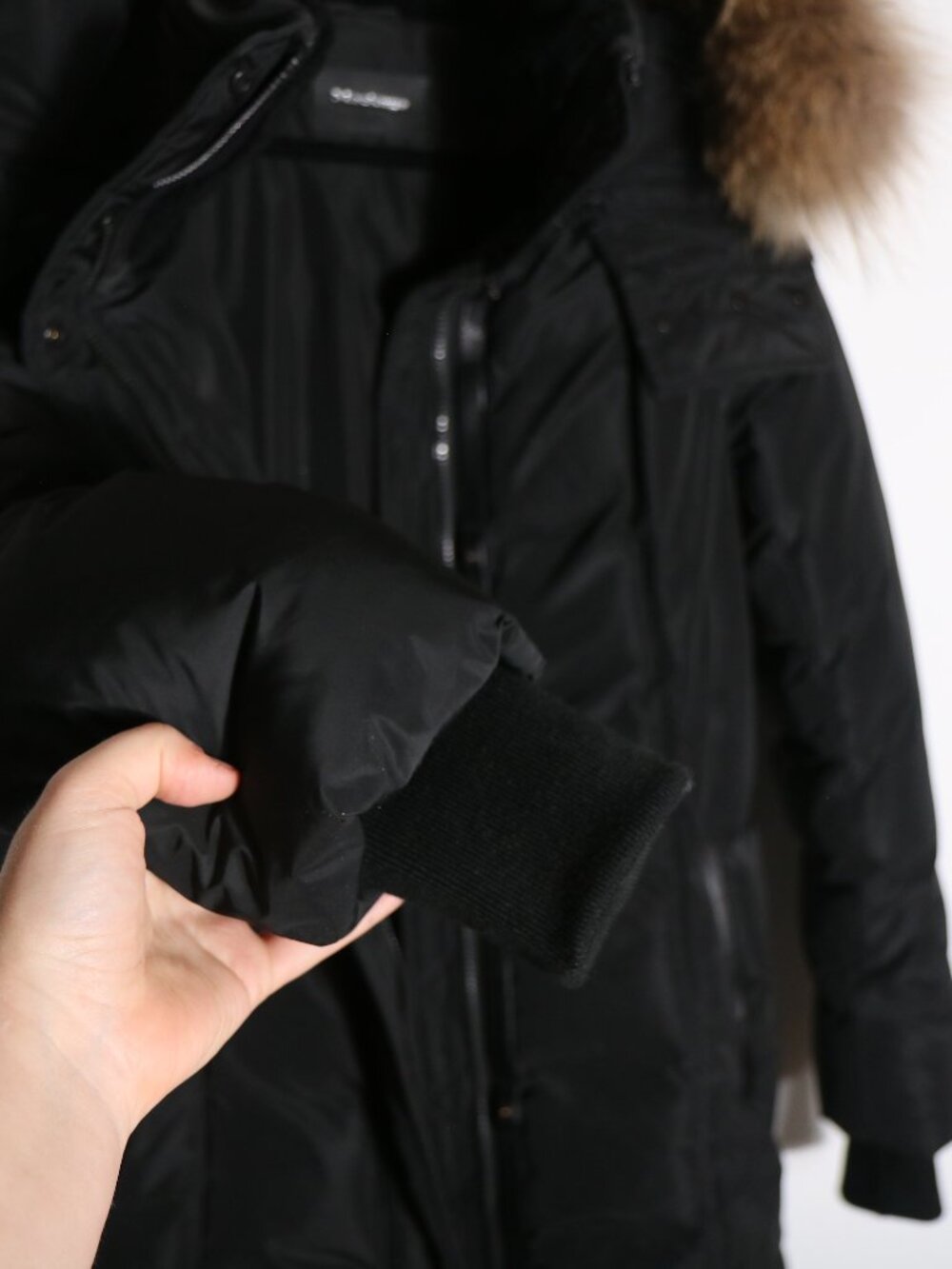 Mackage Jada Duck Down Coat Large Black Hooded‎ Fur Trim Maxi Long Puffer Parka - Picture 6 of 11